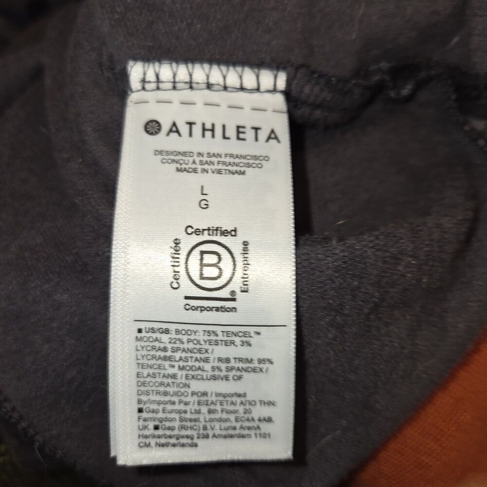 Athleta Coaster Luxe Grey Camo Sweatshirt L EUC Pullover Oversized Thumbhole Top - Picture 6 of 6